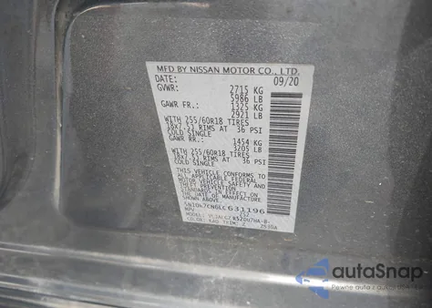 2020 Nissan Pathfinder Sl из США, поврежденный, VIN 5N1DR2CN6LC631196